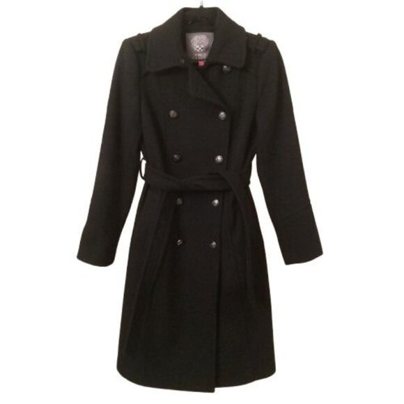 VINCE CAMUTO | Double Breasted Wool Blend Belted Heavy Trench Coat Winter Jacket - Picture 2 of 16